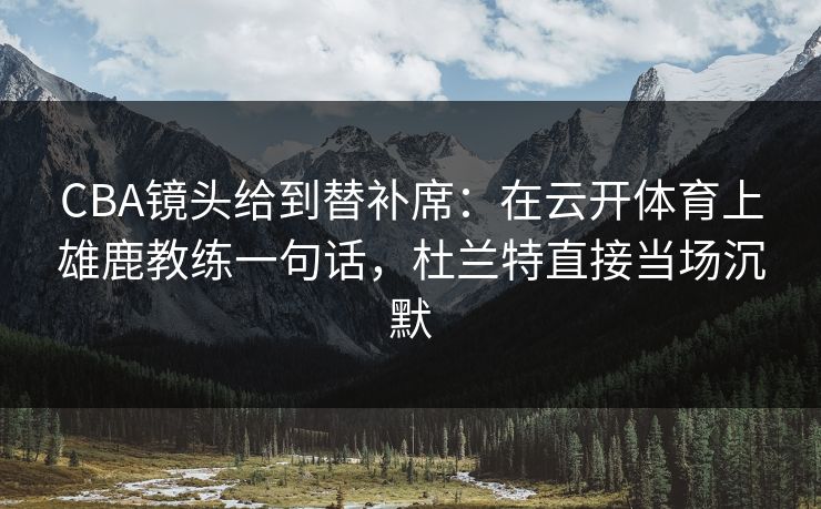 CBA镜头给到替补席：在云开体育上雄鹿教练一句话，杜兰特直接当场沉默
