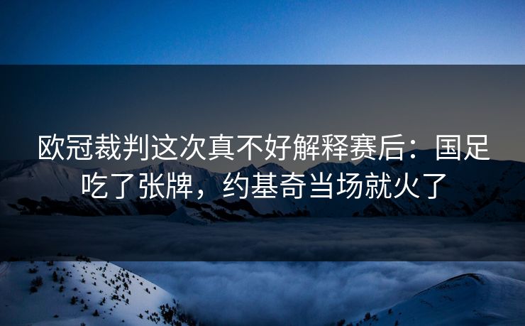 欧冠裁判这次真不好解释赛后：国足吃了张牌，约基奇当场就火了